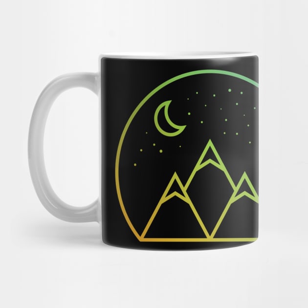 Mountain Moonlight Geometric Mountaineering Nature Lover Hiker Adventure Backpacker Outdoor Camper Design Gift Idea by c1337s